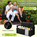 Greesum 80 Gallon Outdoor Storage Bench, Resin Patio Furniture with Armrest,Waterproof and UV-Resistant, Perfect to Garden, Poolside and Lawn, Dark Black by CozyNest Decor