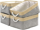 Organization and Storage Basket for Organizing - Large 4 Pack 16x12x8 inch Collapsible Baskets for Shelves Fabric Storage Cube, Storage Bins for Laundry Cloth Books Gift (Gold & Grey) by TinyTreasures Baby Boutique