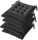 OVOV Chair Cushions for Dining Chairs Set of 6 Tufted Indoor Chair Pads with Ties Soft Square Seat Cushions for Kitchen Chairs 15.5"x15.5",Dark Grey by CozyNest Decor