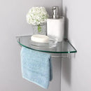 KES Glass Corner Shelf Bathroom Shelf Tempered Glass with Rail SUS 304 Stainless Steel Floating Wall Mount Bracket Polished Finish, BGS2101A by CozyNest Decor