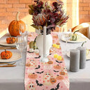AnyDesign Halloween Table Runner Pink Spooky Ghost Pumpkin Table Cover Kitchen Dining Table Decoration Pink Halloween Table Dresser Scarves for Indoor Outdoor Home Party, 13 x 72 Inch by CozyNest Decor