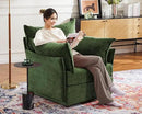 Oversized Accent Chair, Upholstered Modern Sofa Chair with Removable Backrest & Detachable Cover, 24.5" Deep Seat Large Reading Armchair for Living Room Bedroom Office - Chenille Green Set of 2 by CozyNest Decor