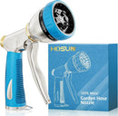 HOSUN Garden Hose Nozzle Sprayer Heavy Duty, 100% Metal Water Hose Nozzle with 8 Spray Patterns, High Pressure Hose Spray Nozzle with Non-Slip Grip for Watering Plant & Lawn, Washing Car & Pet, Blue by GreenHaven Gardens