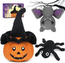 Crochetta Crochet Kit for Beginners, Halloween Decorations, Pumpkin Spider Bat Crochet Animal Kit for Adults and Kids with Step-by-Step Video Tutorials, DIY Knitting(40%+ Yarn) by TinyTreasures Baby Boutique