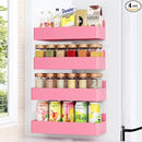 Magnetic Spice Rack for Refrigerator, Kitchen Organizer and Storage Shelf, Pink(4 Pack) by CozyNest Decor