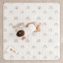 Comfy Cubs Square Kids Play Mat - 56 x 56 inches Soft Quilted Baby Floor Mat with Non-Slip Bottom - Plush Design for Toddlers' Playtime and Relaxation - Comfortable and Durable - Rainbow by TinyTreasures Baby Boutique
