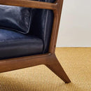 Glitzhome 2 Set Mid Century Navy Blue Accent Armchair, Single Reading Armchair PU Leather Lounge Chair with Walnut Ruberwood Frame by CozyNest Decor