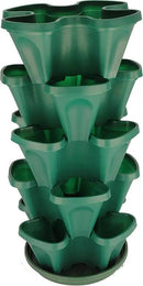 Mr. Stacky 1305-HG 5-Tier Stackable Strawberry, Herb, Flower, & Vegetable Planter - Vertical Gardening Indoor / Outdoor Stacking Garden Pots Hunter Green, 22.5 Quarts by GreenHaven Gardens