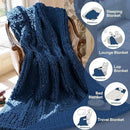 Chunky Knit Blanket - Luxury Soft Cozy 40 * 50 Throw Blanket,100% Woven Blanket Rope Knot Throw Blanket for Couch, Sofa, Home Decor, Gift - Machine Washable（Deep Blue） by CozyNest Decor