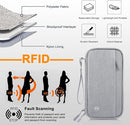 Passport Holder Family RFID Blocking Passport Wallet, RFID Travel Document Organizer for Women Waterproof Passport Wallet, Men Portable Case for Cards Credit Cards with Lanyard (Grey-Medium) by TinyTreasures Baby Boutique