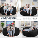 6FT Bean Bag Chair, Large Bean Bag Chairs with Memory Foam Filled, Fluffy Beanbag Sofa with Dutch Velvet Cover, Round BeanBag Chairs for Living Room, Playroom - Black by TinyTreasures Baby Boutique