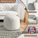 Round Stuffed Pouf Ottoman, Foot Stools Ottoman,Corduroy Poufs with Foam Chunk Filling, Furry and Fluffy Storage Ottomans, 20 X 15 Floor Poufs Foot Rest for Living Room by CozyNest Decor