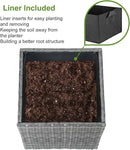 LEWIS&WAYNE Large Square Planter Box Handmade Wicker Tall Planters for Outdoor Plants with Removable Liners Modern Planter for Indoor Outdoor Garden Patio Front Porch - Gray, 17''x17''x18'' by CozyNest Decor