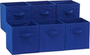 Amazon Basics Cube Organizer Storage Bins Handles, Collapsible Fabric, Pack of 6, 10.5"x10.5"x11", Navy by CozyNest Decor