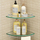 KES Glass Corner Shelf for Bathroom Corner Shelf 2 Pack Tempered Glass Shelf with Rail SUS 304 Stainless Steel Wall Mounted Brushed Finish, BGS2101A-2-P2 by CozyNest Decor
