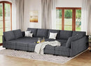 Belffin Large 15 Seat Modular Sectional Sofa with Storage Seat Corduroy Sleeper Sectional Sofa Bed Oversized Convertible Modular Couch for Living Room Dark Grey by CozyNest Decor