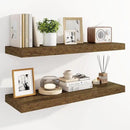 Marsmiles 31.5" Floating Shelves for Wall, Wooden Shelves with Invisible Brackets Set of 2, Rustic Farmhouse Wall Mounted Shelf for Kitchen Bathroom Living Room Study, Rustic Brown by CozyNest Decor