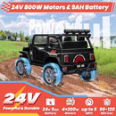 24V 4WD Ride on Truck Car w/800W Motors, Gift Flower, Remote Control, 2 Seaters, Light Bar, 3 Speeds, Pop Music, Power Four Wheels, 24 Volt Ride on Toy Car for Big Kids, Black by TinyTreasures Baby Boutique