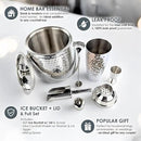 BREKX Insulated Ice Bucket for Cocktail Bar with Drink Shaker 5-Piece Cocktail Set for Parties with Lid and Scoop - Bartender Accessories, Bartending Kit for Home Bar or Gifting by CozyNest Decor