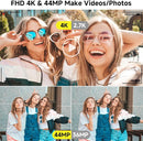 Digital Camera, FHD 4K 44MP Digital Camera, 16X Digital Zoom, Digital Point and Shoot Camera with 3-LED Fill Lights, 64GB SD Card, Compact Camera for Kids Teen Boys Girls, Blue by TinyTreasures Baby Boutique