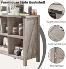 8 Cube Book Shelf, Farmhouse Wood Long Storage Organizer Bookcase, 62" Horizontal Grey Oak Console Closet Bookshelf, Hallway TV Stand for Entryway, Display Cabinet Book Case for Living Room by CozyNest Decor