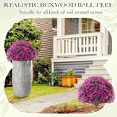 Yunlly 2 Pack 18" Artificial Boxwood Ball Bush Topiary Trees Fake Outdoor Plants, Realistic UV Resistance Faux Shrubs with Spike Greenery Topiary for Front Porch Garden Yard Patio Indoor (Fuchsia) by GreenHaven Gardens