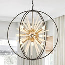 23.6" Black Gold 12-Light Globe Sputnik Chandelier Modern Adjustable Hanging Ceiling Glass Tube Pendant Light Fixture for Entryway Foyer Staircase Dining Living Room Hallway by CozyNest Decor