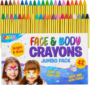 42PCS Face and Body Paint Crayons, XL Face Painting Kit Safe and Non-Toxic Ultimate Party Pack Including 14 Metallic Colors for Birthday Makeup Party Supplies, Festivals, Gifts for Kids Girls Boys by TinyTreasures Baby Boutique