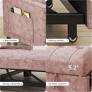 3 in 1 Convertible Sleeper Sofa Bed, Pull Out Couch Bed with Adjustable Backrest, Chenille Loveseat Couches with Side Pocket for Living Room, Bedroom (Pink) by CozyNest Decor
