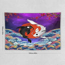 Houselerax Japanese Koi Fish Tapestry, Yin Yang Big Wave Cherry Blossom Tapestries Wall Hanging for Bedroom Living Room Office Decor 60"x40" by CozyNest Decor