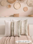 Boho Chenille Tufted Couch Throw Pillow Covers 18x18 Inch Set of 2 Farmhouse Striped Decorative Pillow Covers Accent Neutral Square Pillowcase Green Cushion Covers for Livingroom Sofa Bed by CozyNest Decor