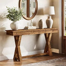 Solid Wood Console Table, 63-Inch Farmhouse Entryway Table with X-Shaped Legs, Real Wood Behind The Couch Table for Living Room, Entrance, Hallway, Easy Assembly by CozyNest Decor