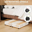 Bamboo Under Bed Storage with Wheels (2-Pack) – Rolling Underbed Shoe Organizer Box for Shoes, Blankets, Toys, Clothes Container Space-Saving Organizer Bins for Bedroom, Closet, Dorm, Nursery by CozyNest Decor