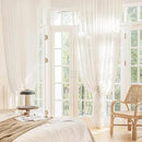 FMFUNCTEX Linen Sheer Sliding Door Curtains for Bedroom, Beige Curtains 84 Inches Long Window Curtain Drapes for Living Room, Natural Patio Glass Door Extra 100 Wide Curtain, Rod Pocket 1 Panel by CozyNest Decor