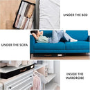 HOMELUX THEORY 2pc Low Profile Under Bed Storage Containers, Thin Under Couch Storage Organizer with Bins & Lids, Underbed Storage Box Ideal for Seasonal Clothes, Blankets, Fabric & Shoes (Black) by CozyNest Decor