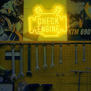 Check Engine Neon Signs for wall decor, Garage Neon Sign for Man Cave, Piston Engine Led Light Signs with Dimmer, Piston Decoration USB Powered with Switch by CozyNest Decor