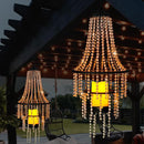 Hanging Candle Chandelier Outdoor, Battery Operated Clear Acrylic Beaded Chandelier with Flickering Led Candle Light S Hooks Modern Lantern for Garden Yard Patio Gazebo Room Indoor Decorations, 28”H by GreenHaven Gardens