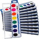 Bedwina Watercolor Paint Set- Bulk Of 24 Sets - 8 Water Color Washable Paints, Palette Tray and Painting Brush, for Art Schools and Paint Party Supplies by TinyTreasures Baby Boutique