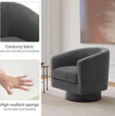 Swivel Barrel Accent Chair, Modern Round Corduroy Fabric Arm Chair for Living Room, Bedroom, Comfy Club Reading Chairs for Adults (Corduroy Grey, Set of 4) by CozyNest Decor