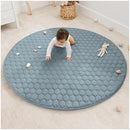 Comfy Cubs Round Kids Play Mat - Large 60 inches Soft Quilted Baby Floor Mat with Non-Slip Bottom - Plush Design for Toddlers' Playtime and Relaxation - Comfortable and Durable - Pacific Blue by TinyTreasures Baby Boutique
