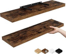 Fun Memories Floating Shelves for Wall, 24" Rustic Wood Deep Wall Mounted Shelves with Invisible Brackets for Decor & Storage, Floating Shelf for Living Room, Bathroom (Rustic Brown, Set of 2) by CozyNest Decor