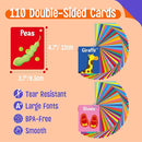 110 PCS Sight Word Flashcards, Double Sided Cards- Alphabet, Foods, Animals, Home Object with 4 Reclosable Rings, Early Learning Tool for Pre-K Kindergarten Toddlers by TinyTreasures Baby Boutique