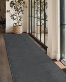 Color&Geometry Door Mat 2'4"x12' Runner Rug with Rubber Backing, Non Slip Washable Hallway Kitchen, Carpet Runners for Hallway Living Room Bedroom, Grey (Rolled-up NO Creases)