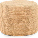 Handwoven Water Hyacinth Ottoman Pouf, Round Outdoor Footstool with Sturdy Frame, No Assembly Needed, Boho Accent Stool for Indoor & Outdoor Use – Patio, Balcony, Living Room (Natural) by CozyNest Decor