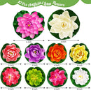 Artificial Lotus Flowers Water Lilies for Pond Pool, 10 Pcs Realistic Floating Foam Lotus Flowers with Lily Pads for Ponds, 4" and 6" Large Lifelike Water Lilies for Fountain Garden Pond Decoration by GreenHaven Gardens