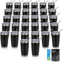 IEOVIEE 32 Pack 20oz Stainless Steel Bulk Tumblers with Lids and Straws Double Wall Insulated Travel Mug Durable Powder Coated Tumbler Bulk Cup for Cold and Hot Drinks(Black) by TinyTreasures Baby Boutique
