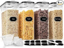 Cereal Containers Storage Set (4L / 135.2oz), 4PCS Airtight Food Storage Containers with Lids, Cereal Dispensers for Kitchen Pantry Organization and Storage with Pour Spout, 20 Labels, Marker by CozyNest Decor