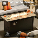 ovios 6 Pieces Patio Furniture Set with 54" Fire Pit Table, Outdoor Wicker Sofa with Comfy Cushions, All Weather High Back Rattan Couch Conversation Set, Grey