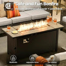 ovios 7 Pieces Patio Furniture Set with 54" Fire Pit Table, Outdoor Wicker Sofa with Comfy Cushions, All Weather High Back Rattan Couch Conversation Set, Grey by GreenHaven Gardens