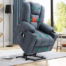 VIVIJASON Power Lift Chair Electric Recliner for Elderly Heated Vibration Massage Soft Fabric Recliner Chair with 2 Remote Controls, USB Ports, Side Pockets & Cup Holders for Living Room (Blue) by CozyNest Decor
